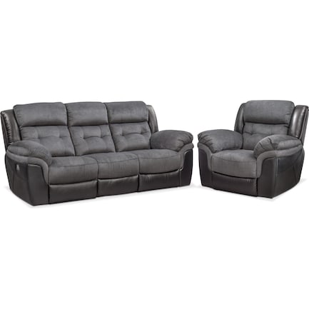Tacoma Dual-Power Reclining Sofa and Recliner Set - Black