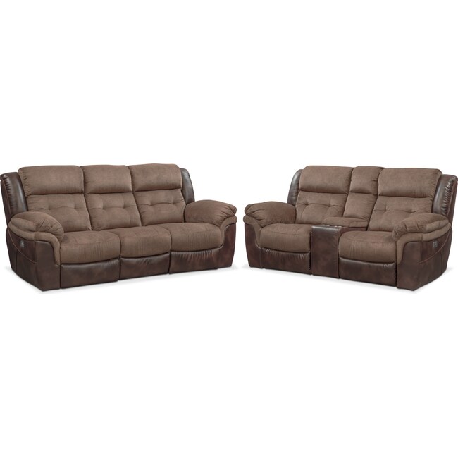 Living Room Furniture - Tacoma Dual-Power Reclining Sofa and Loveseat Set