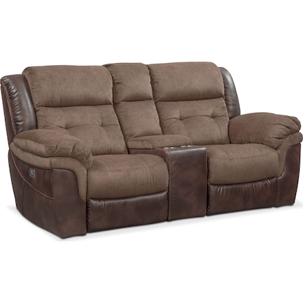 Tacoma Dual-Power Reclining Loveseat - Brown