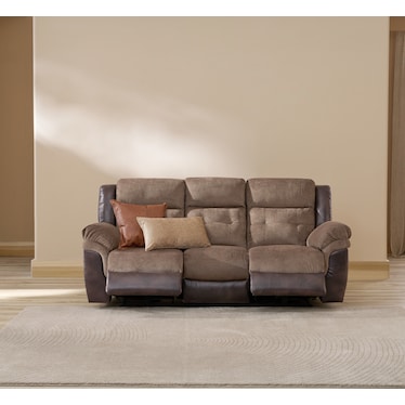 Tacoma Dual-Power Reclining Sofa - Brown