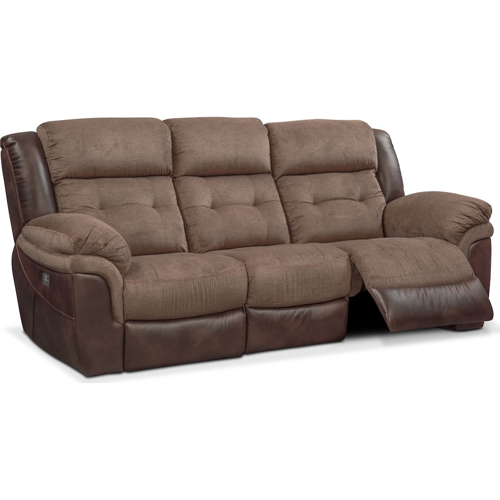 tacoma power dark brown sofa   