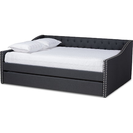 Taite Full Upholstered Daybed with Trundle - Dark Grey