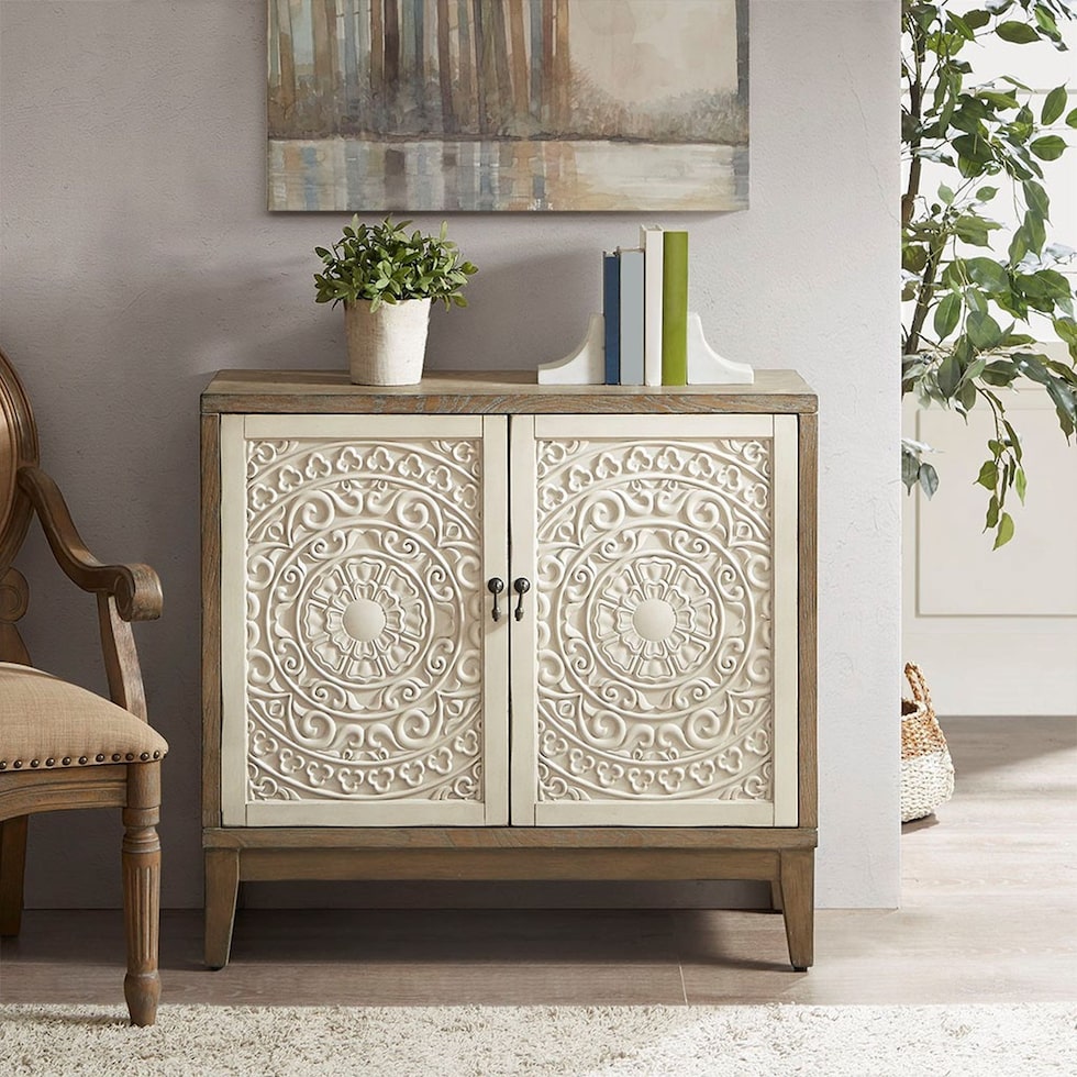 tammy walnut cream accent cabinet   
