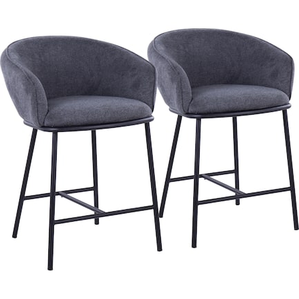 Tansy Set of 2 Counter-Height Stools - Dark Gray