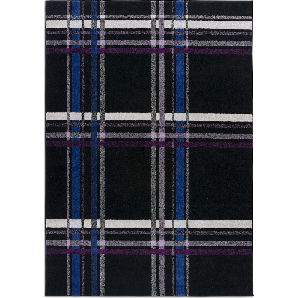 tartan plaid black area rug  x    