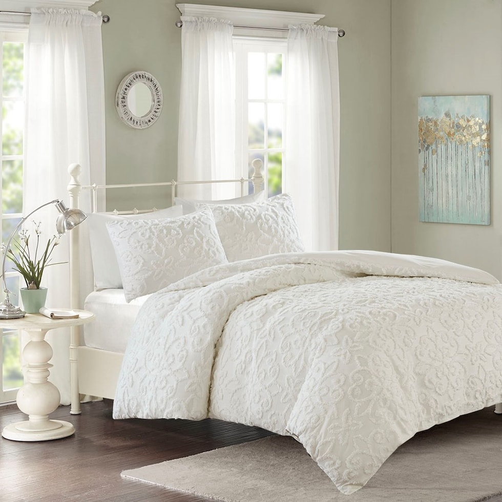 taylor white full queen bedding set   