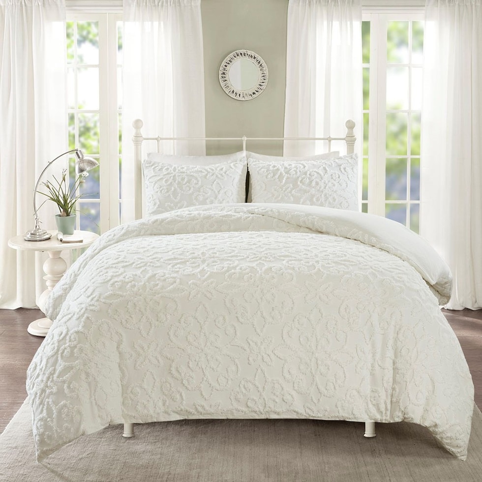 taylor white full queen bedding set   