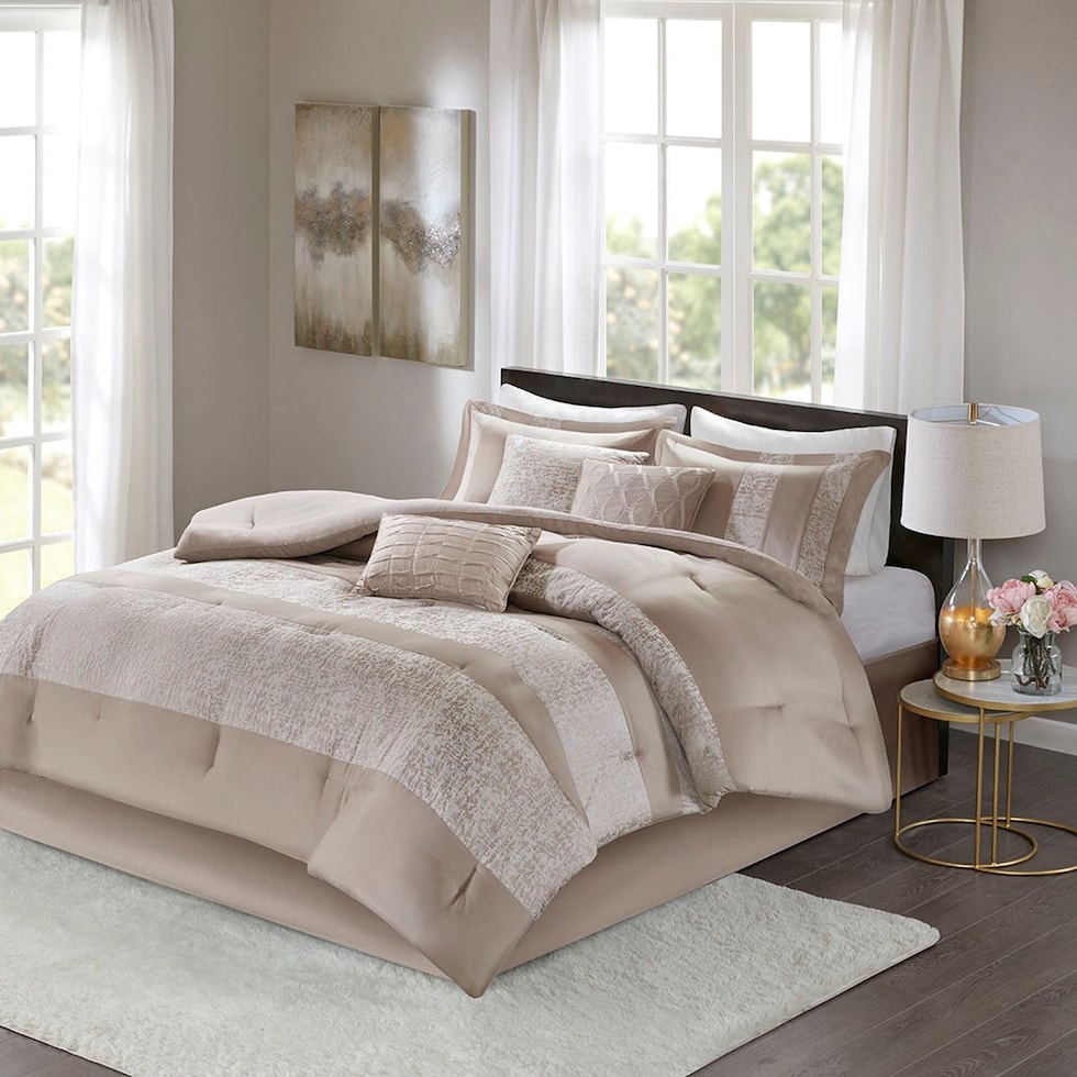 teagan light brown queen bedding set   