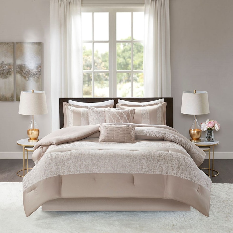 teagan light brown queen bedding set   