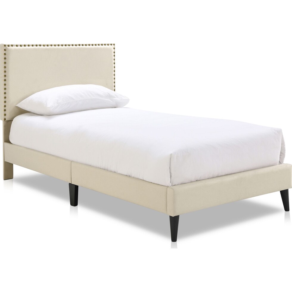 teagan white twin upholstered bed   