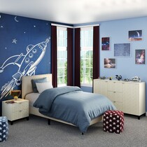 teagan white twin upholstered bed   