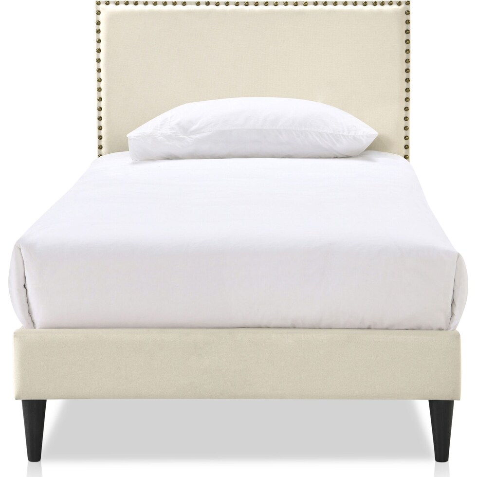 teagan white twin upholstered bed   
