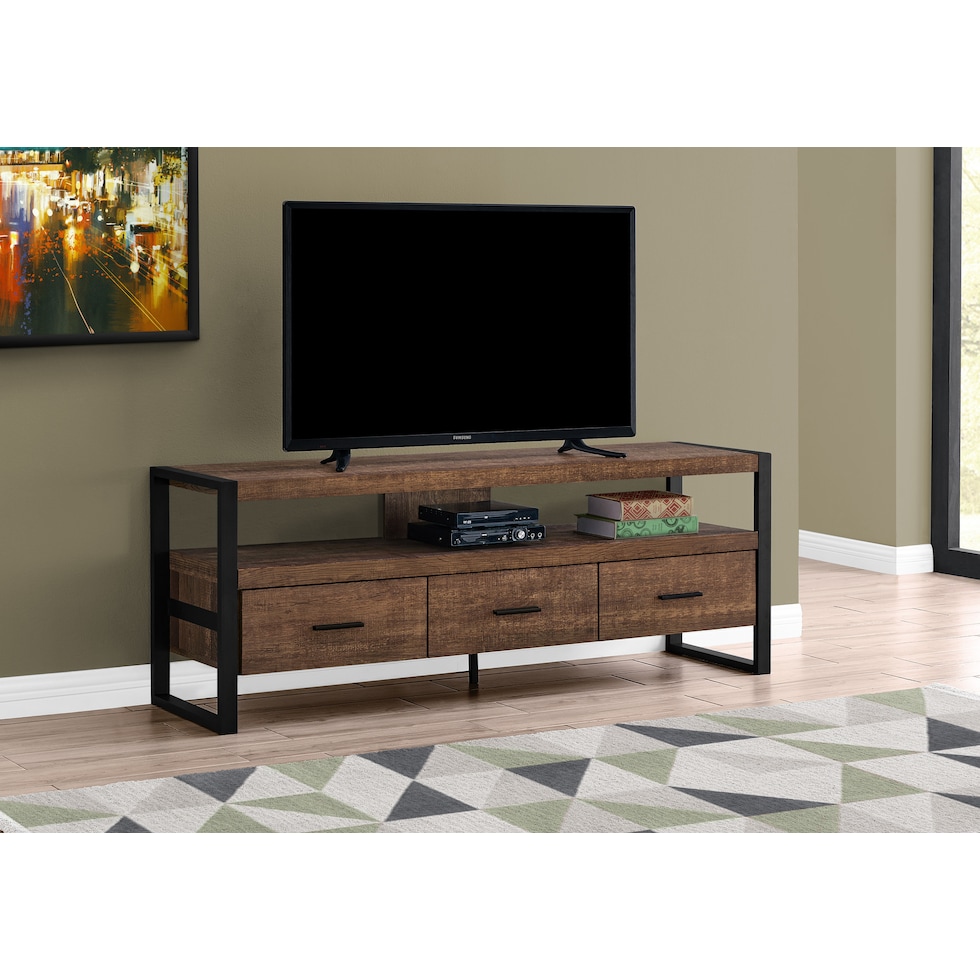 teasley dark brown tv stand   