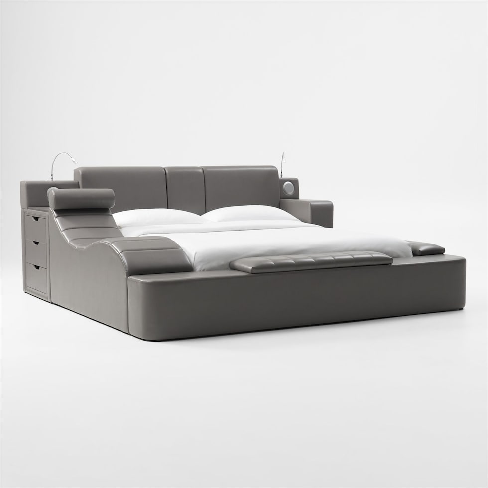 tech bed gray king bed   