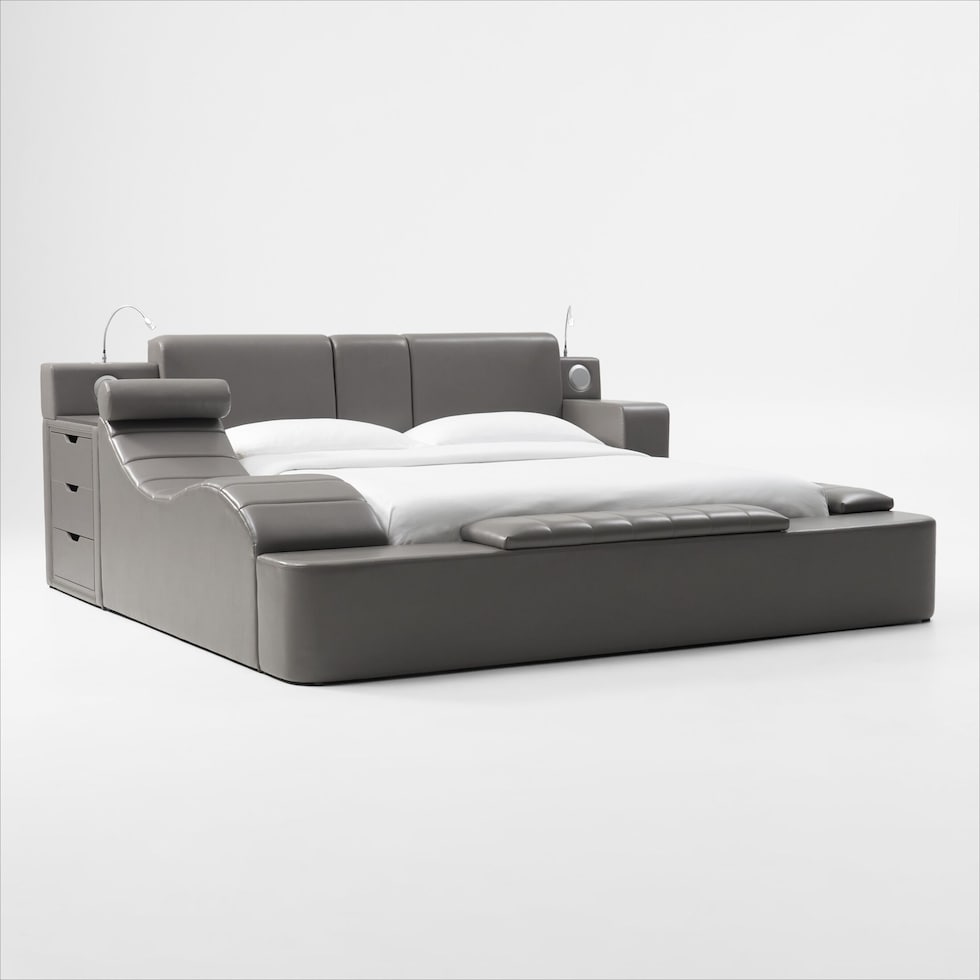 tech bed gray queen bed   