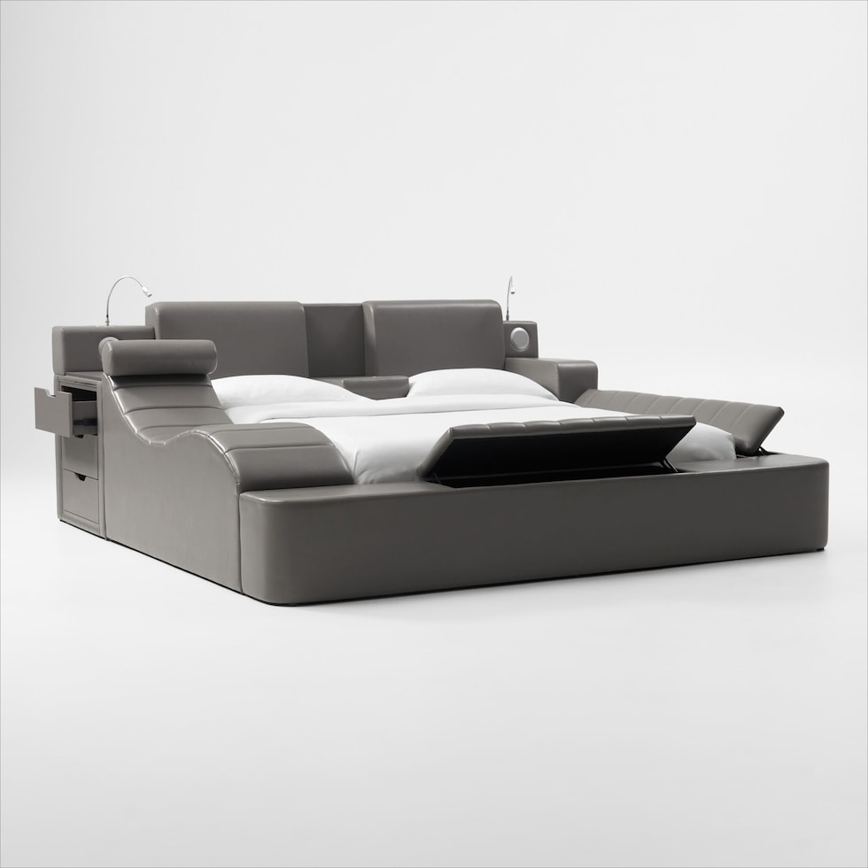 tech bed gray queen bed   