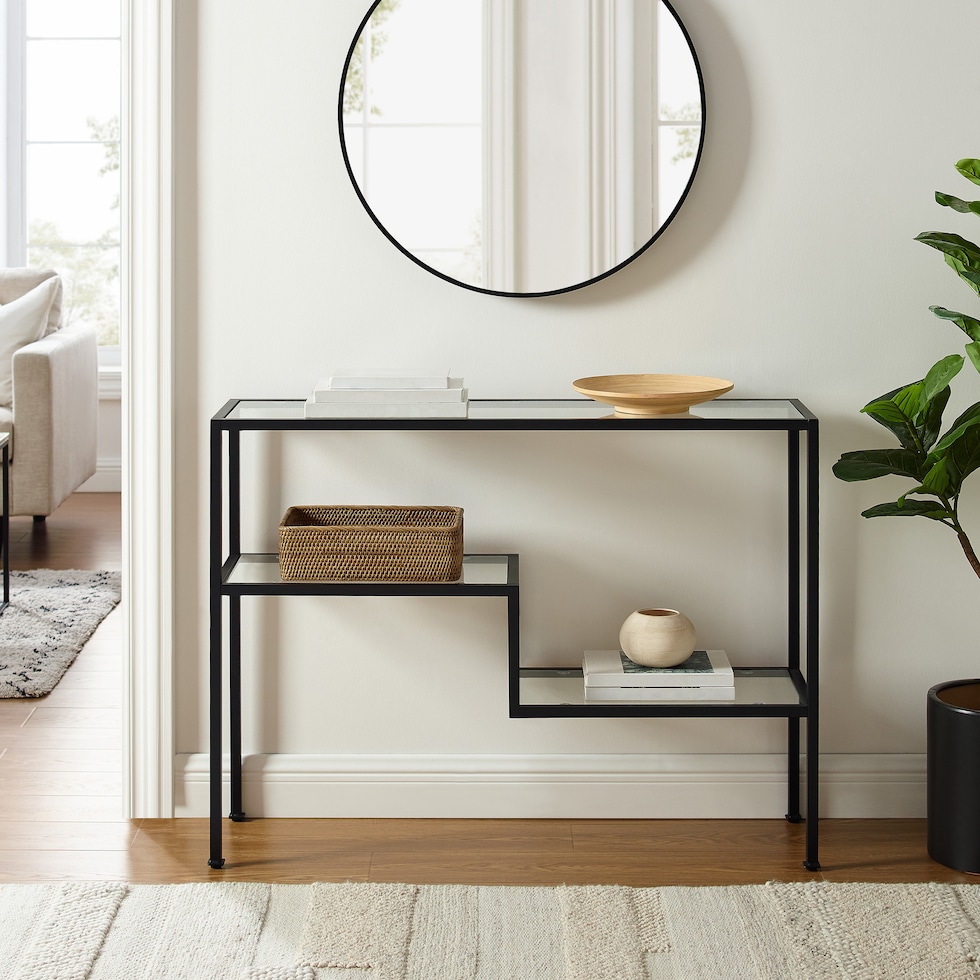 tesly black console table   