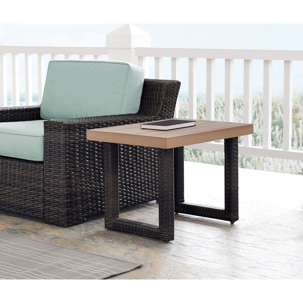 tethys brown outdoor end table   