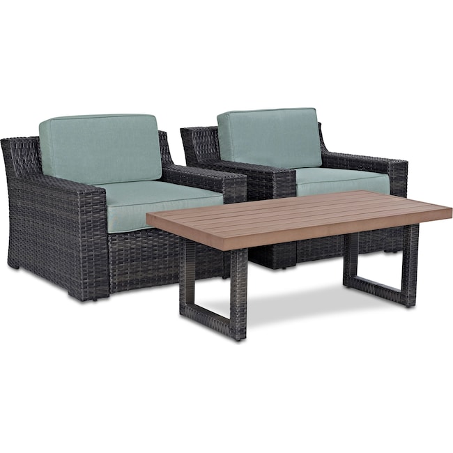 Outdoor Furniture - Tethys Set of 2 Outdoor Chairs and Coffee Table Set