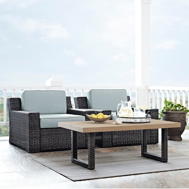 Tethys Set of 2 Outdoor Chairs and Coffee Table Set