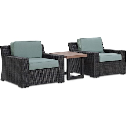 Tethys Set of 2 Outdoor Chairs and End Table Set