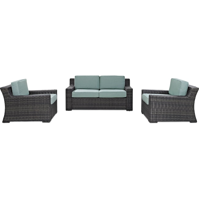 Outdoor Furniture - Tethys Outdoor Loveseat and 2 Chairs Set