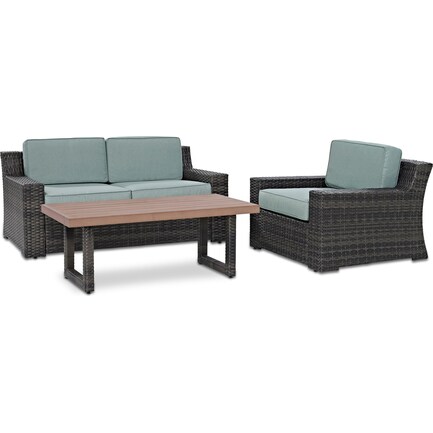 Tethys Outdoor Loveseat, Chair, and Coffee Table Set