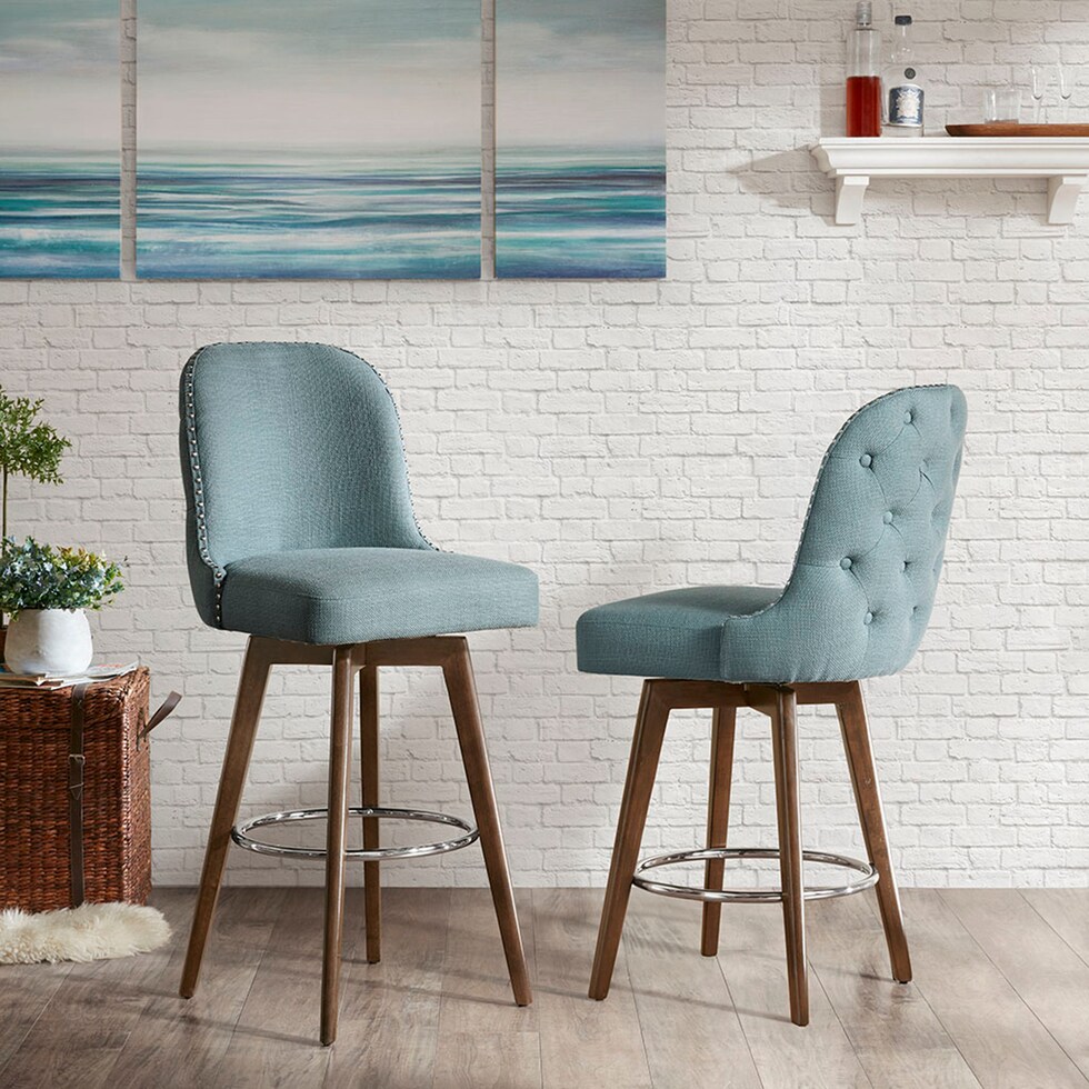 thaddeus blue counter height stool   
