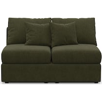 the pitt green armless loveseat   