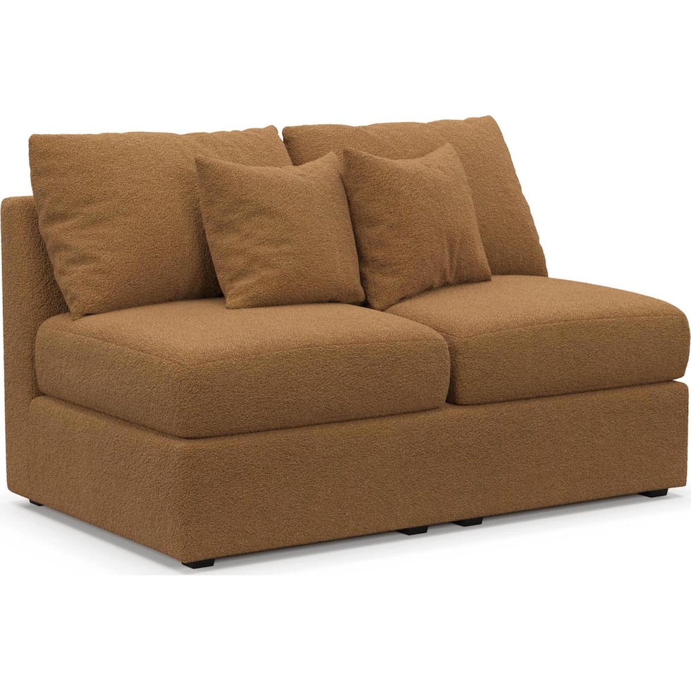 the pitt light brown armless loveseat   