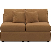 the pitt light brown armless loveseat   