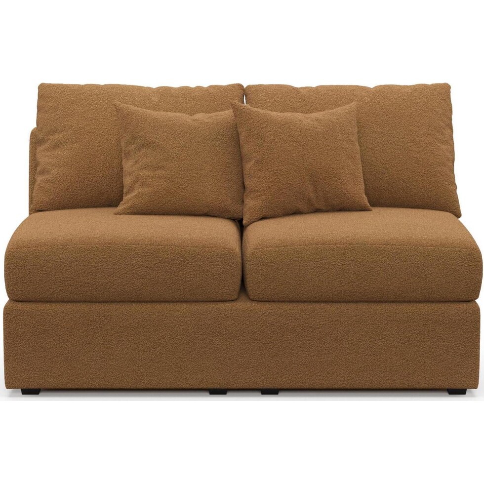 the pitt light brown armless loveseat   