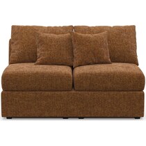 the pitt light brown armless loveseat   