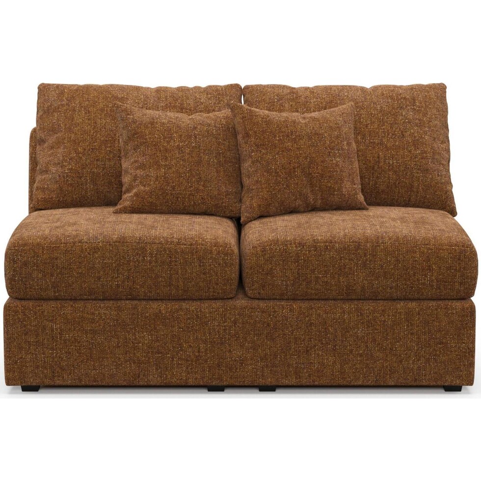 the pitt light brown armless loveseat   