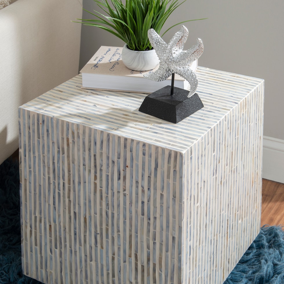 timothee white end table   