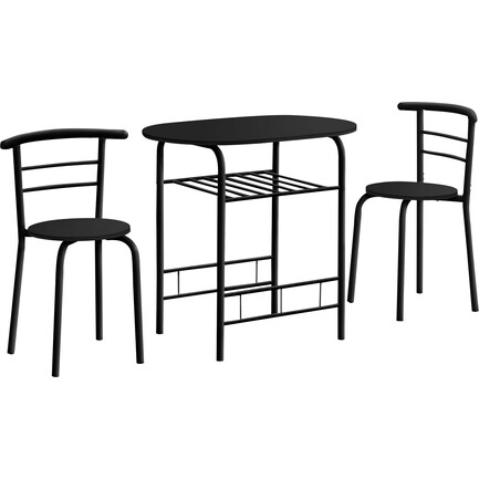 Tinley Dining Table and 2 Dining Chairs - Black