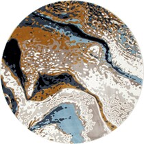 titanium blue gold area rug  round   