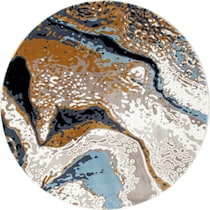 titanium blue gold area rug  round   