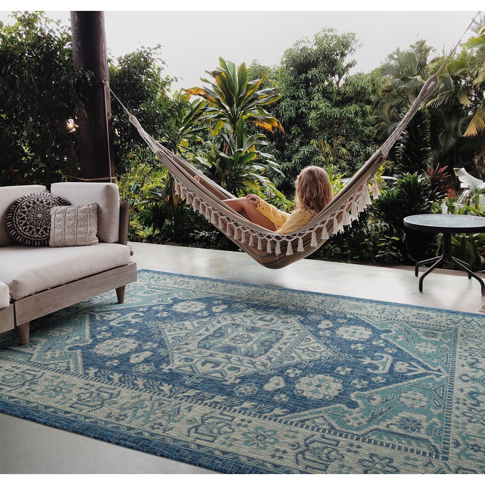 toledo blue outdoor area rug   