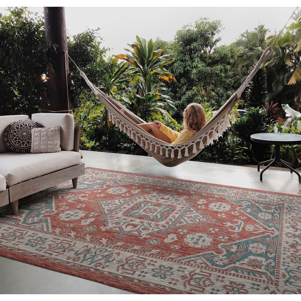 toledo red outdoor area rug   
