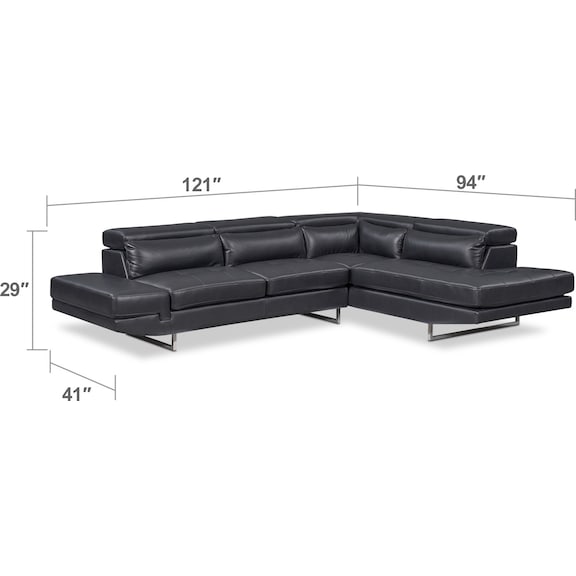 Living Room Furniture - Torino 2-Piece Sectional with Chaise