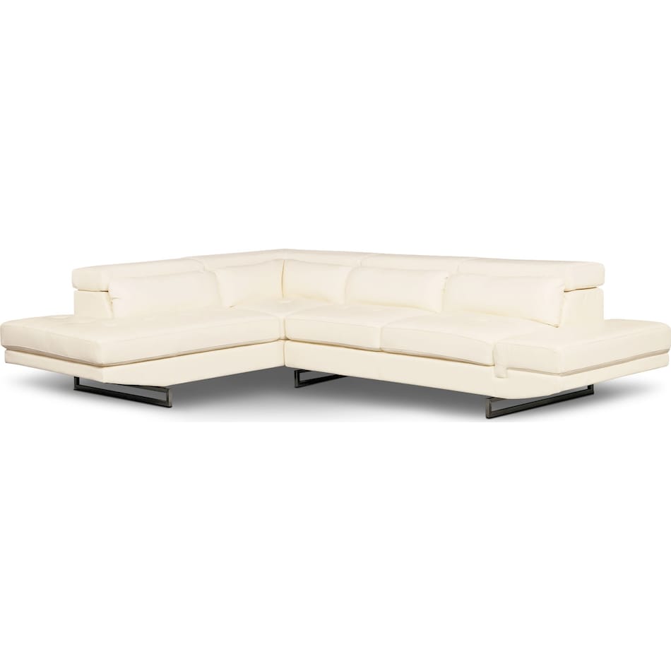 torino white white  pc sectional with left facing chaise   