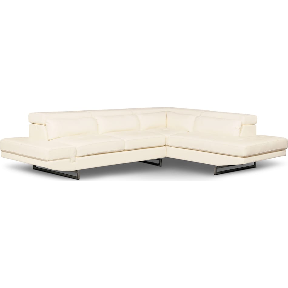 torino white white  pc sectional with right facing chaise   