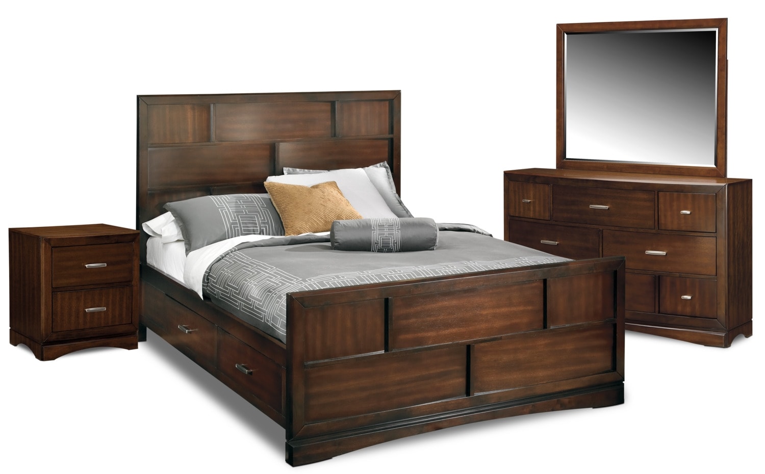 Toronto 6 Piece Storage Bedroom Set With Nightstand Dresser And Mirror American Signature Furniture