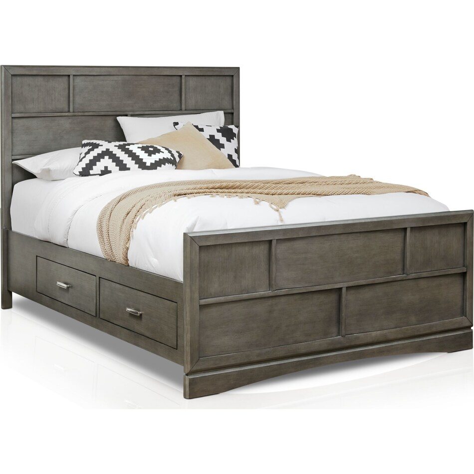 Toronto King Storage Bed Gray American Signature Furniture