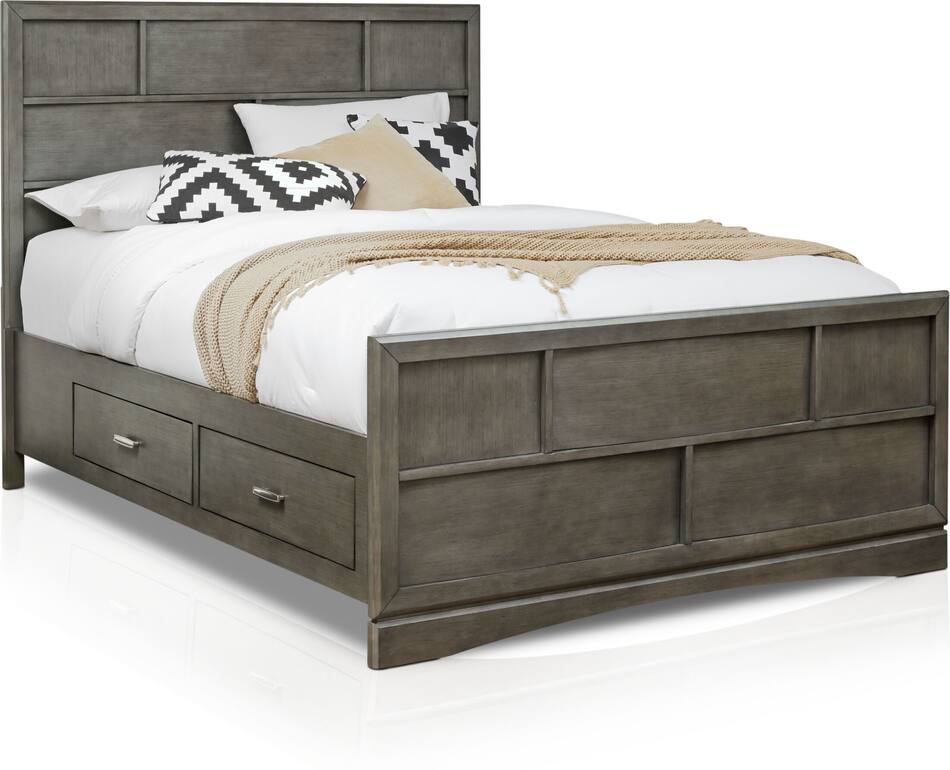 Toronto King Storage Bed Gray American Signature Furniture