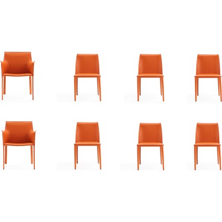 Torres 6 Dining Chairs and 2 Arm Chairs - Coral