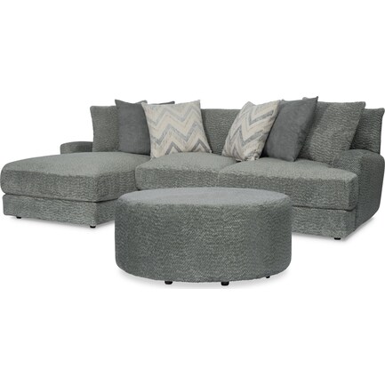 Torrey 2-Piece Sectional with Left-Facing Chaise and Ottoman - Ash