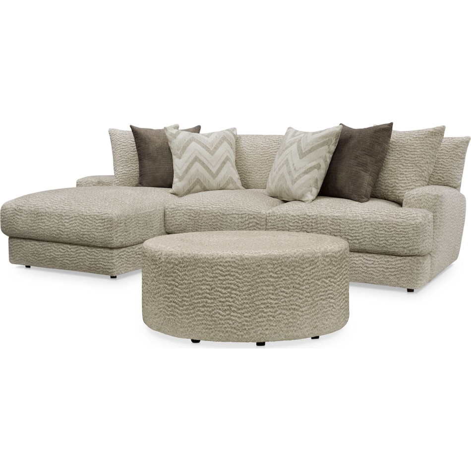 Torrey 2Piece Sectional with LeftFacing Chaise and Ottoman Ivory