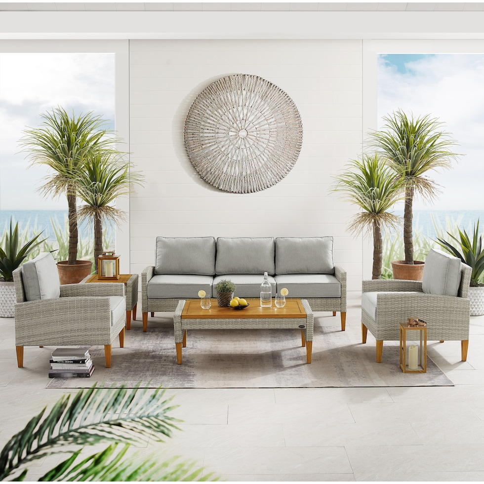 totten key gray outdoor sofa set   